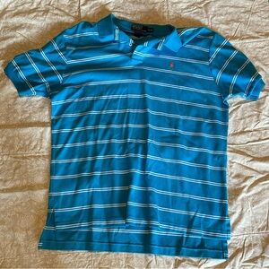 Men's Blue Striped Polo Shirt